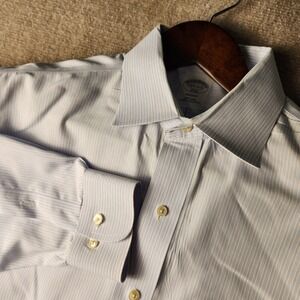 Brooks Brothers Regent Fit Non Iron Dress Shirt Blue Stripe Mens 16 1/2 2/3